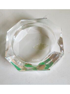 Beautiful Faceted Hexagonal Shannon Crystal Pillar Candle Holder 4" Signed